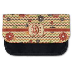 Chevron & Fall Flowers Canvas Pencil Case w/ Couple's Names