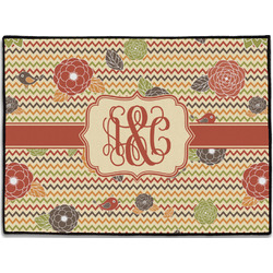 Chevron & Fall Flowers Door Mat - 24"x18" (Personalized)