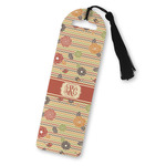 Chevron & Fall Flowers Plastic Bookmark (Personalized)