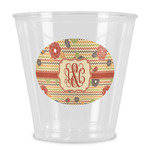 Chevron & Fall Flowers Plastic Shot Glass (Personalized)