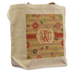 Chevron & Fall Flowers Reusable Cotton Grocery Bag - Single (Personalized)