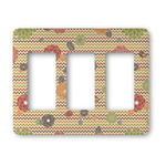 Chevron & Fall Flowers Rocker Style Light Switch Cover - Three Switch