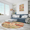 Chevron & Fall Flowers Round Area Rug - IN CONTEXT