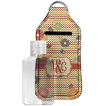 Chevron & Fall Flowers Hand Sanitizer & Keychain Holder - Large (Personalized)