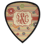 Chevron & Fall Flowers Iron on Shield Patch A w/ Couple's Names