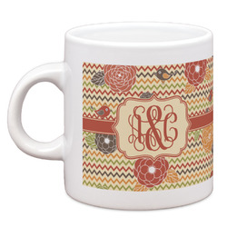 Chevron & Fall Flowers Espresso Cup (Personalized)