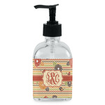 Chevron & Fall Flowers Glass Soap & Lotion Bottle - Single Bottle (Personalized)