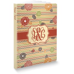 Chevron & Fall Flowers Softbound Notebook - 5.75" x 8" (Personalized)