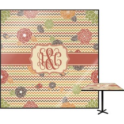 Chevron & Fall Flowers Square Table Top - 24" (Personalized)