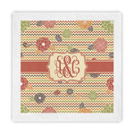 Chevron & Fall Flowers Standard Decorative Napkins (Personalized)