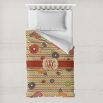 Chevron & Fall Flowers Toddler Duvet Cover w/ Couple's Names