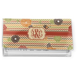 Chevron & Fall Flowers Vinyl Checkbook Cover (Personalized)