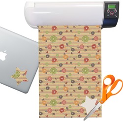 Chevron & Fall Flowers Sticker Vinyl Sheet (Permanent)