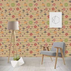 Chevron & Fall Flowers Wallpaper & Surface Covering (Peel & Stick - Repositionable)