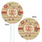 Chevron & Fall Flowers White Plastic 5.5" Stir Stick - Double Sided - Round - Front & Back