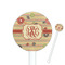 Chevron & Fall Flowers White Plastic 5.5" Stir Stick - Round - Closeup