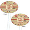 Chevron & Fall Flowers White Plastic 7" Stir Stick - Double Sided - Oval - Front & Back