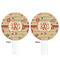 Chevron & Fall Flowers White Plastic 7" Stir Stick - Double Sided - Round - Front & Back