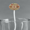 Chevron & Fall Flowers White Plastic 7" Stir Stick - Oval - Main