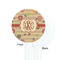 Chevron & Fall Flowers White Plastic 7" Stir Stick - Single Sided - Round - Front & Back