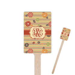 Chevron & Fall Flowers 6.25" Rectangle Wooden Stir Sticks - Single Sided (Personalized)