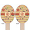 Chevron & Fall Flowers Wooden Food Pick - Oval - Double Sided - Front & Back