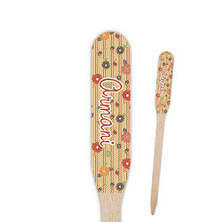 Chevron & Fall Flowers Paddle Wooden Food Picks - Single Sided (Personalized)