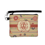 Chevron & Fall Flowers Wristlet ID Case w/ Couple's Names