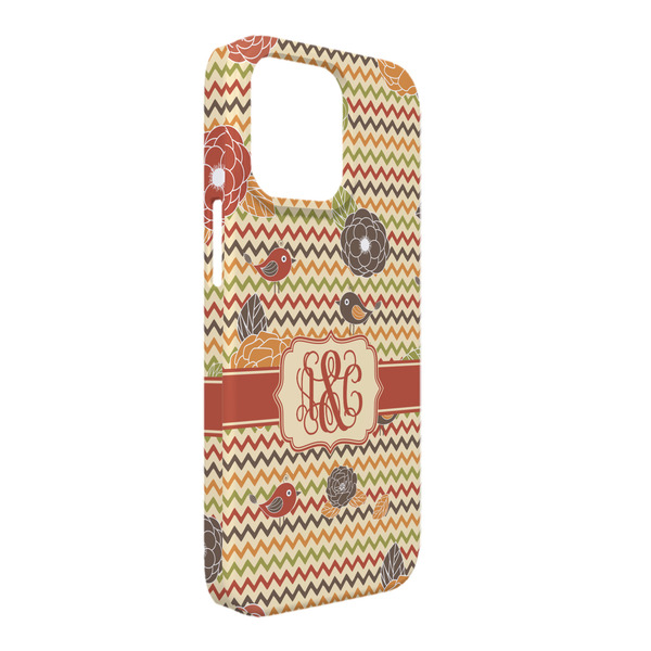 Custom Chevron & Fall Flowers iPhone Case - Plastic - iPhone 13 Pro Max (Personalized)