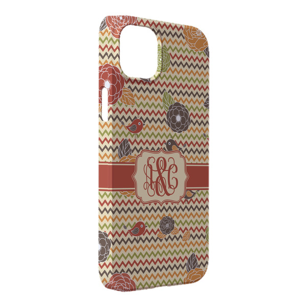 Custom Chevron & Fall Flowers iPhone Case - Plastic - iPhone 14 Plus (Personalized)