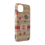 Chevron & Fall Flowers iPhone Case - Plastic - iPhone 14 Pro (Personalized)