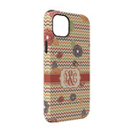 Chevron & Fall Flowers iPhone Case - Rubber Lined - iPhone 14 (Personalized)