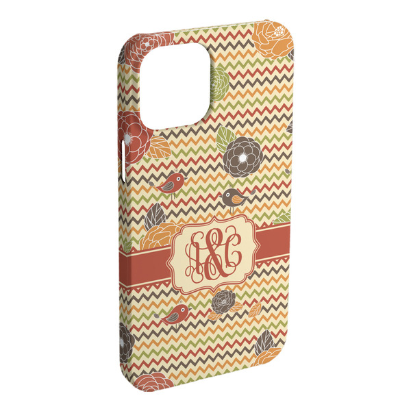 Custom Chevron & Fall Flowers iPhone Case - Plastic (Personalized)