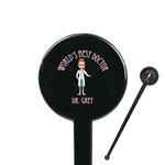 Doctor Avatar 7" Round Plastic Stir Sticks - Black - Single Sided (Personalized)