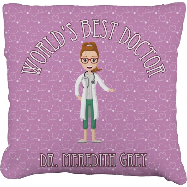 Custom Doctor Avatar Faux-Linen Throw Pillow 16" (Personalized)