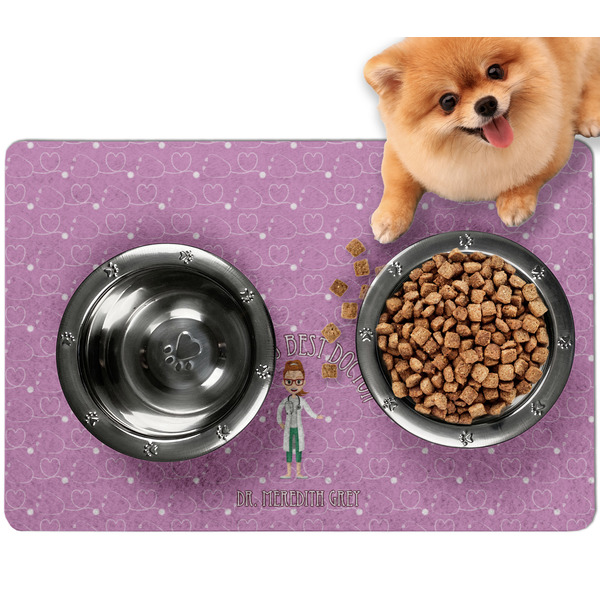 Custom Doctor Avatar Dog Food Mat - Small w/ Name or Text