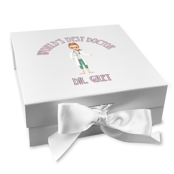 Custom Doctor Avatar Gift Box with Magnetic Lid - White (Personalized)