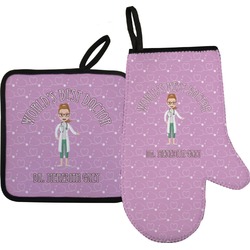 Doctor Avatar Right Oven Mitt & Pot Holder Set w/ Name or Text