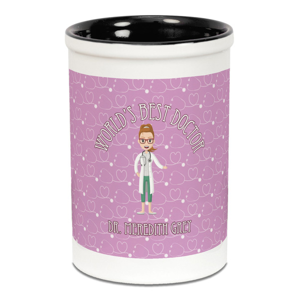 Custom Doctor Avatar Ceramic Pencil Holders - Black