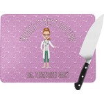Doctor Avatar Rectangular Glass Cutting Board - Large - 15.25"x11.25" w/ Name or Text