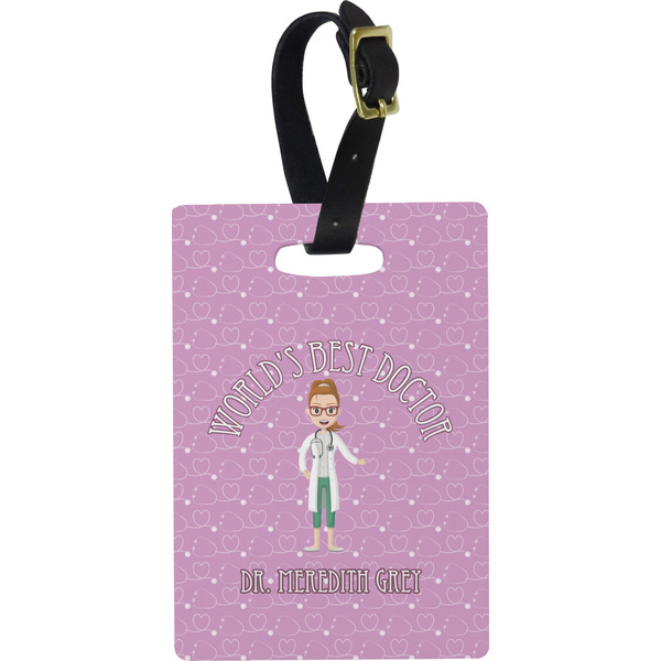 Custom Doctor Avatar Plastic Luggage Tag - Rectangular w/ Name or Text