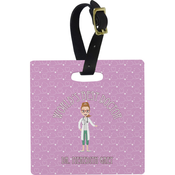 Custom Doctor Avatar Plastic Luggage Tag - Square w/ Name or Text