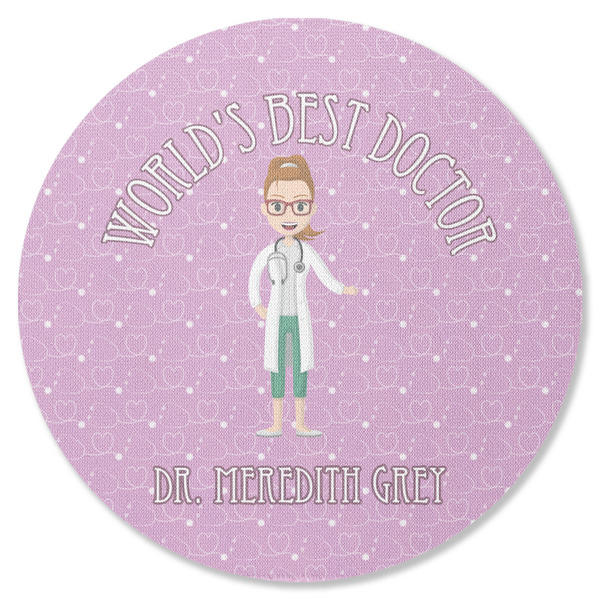 Custom Doctor Avatar Round Rubber Backed Coaster (Personalized)