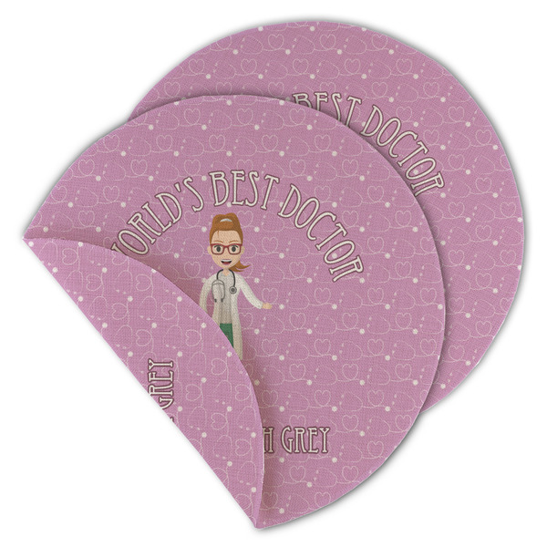 Custom Doctor Avatar Round Linen Placemat - Double Sided (Personalized)