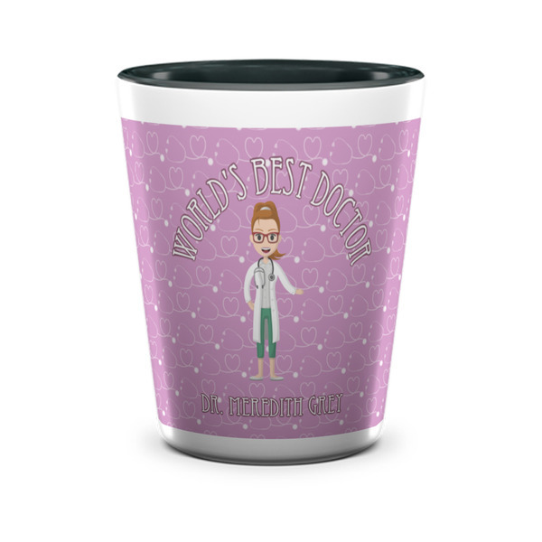 Custom Doctor Avatar Ceramic Shot Glass - 1.5 oz - Two Tone - Single (Personalized)