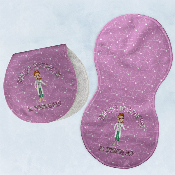 Custom Doctor Avatar Burp Pads - Velour - Set of 2 w/ Name or Text