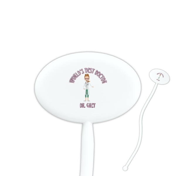 Custom Doctor Avatar 7" Oval Plastic Stir Sticks - White - Double Sided (Personalized)