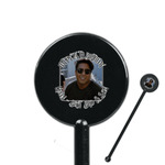 Photo Birthday 5.5" Round Plastic Stir Sticks - Black - Single Sided