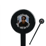 Photo Birthday 7" Round Plastic Stir Sticks - Black - Single Sided