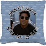 Photo Birthday Faux-Linen Throw Pillow 20" (Personalized)